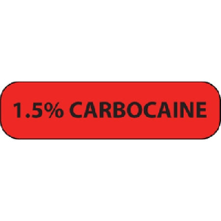 Precision Dynamics MedVision Pre-Printed Label Anesthesia Label 1.5% CARBOCAINE Fluorescent Red 3/8 X 1-7/16 Inch - V02FR3202R