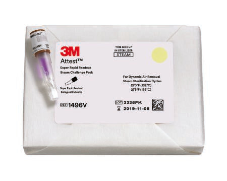 3M Attest Super Rapid Readout Sterilization Indicator Challenge Pack Steam - 1496V