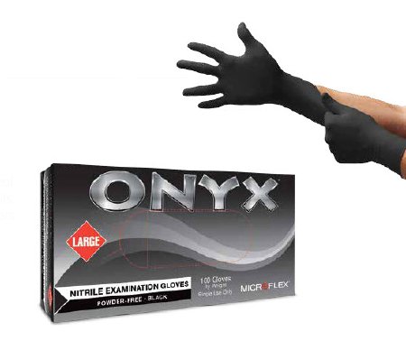 High Five Onyx - Exam Glove Medium NonSterile Nitrile Standard Cuff Length Textured Fingertips Black Not Chemo Approved - N642