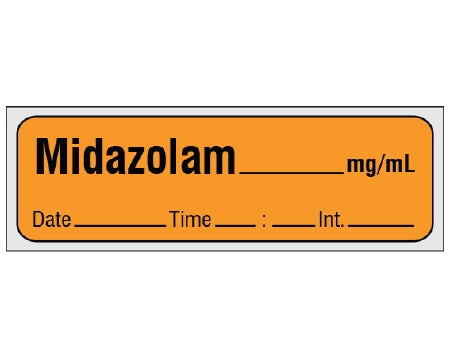 Shamrock Scientific Shamrock Pre-Printed Label Anesthesia Label MIDAZOLAM _____ mg / mL / Date _____ Time _____ Int. _____ Orange 1/2 X 500 Inch - SA-212-DTI-PRE