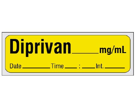 Shamrock - Drug Label Anesthesia Label Diprivan _mg/mL Date_Time_Int_ Yellow 1/2 X 1 Inch - SA-206-DTI-PRE