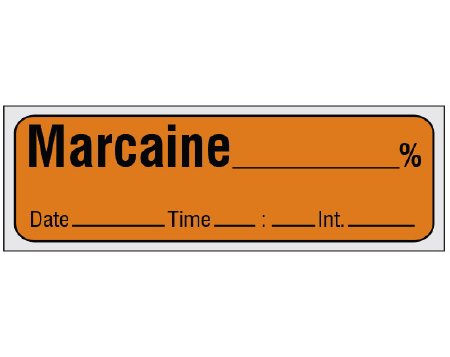 Shamrock Scientific Shamrock Pre-Printed Label Anesthesia Label MARCAINE _____ % / Date _____ Time _____ Int. _____ Copper 1/2 X 500 Inch - SA-38-DTI-PRE