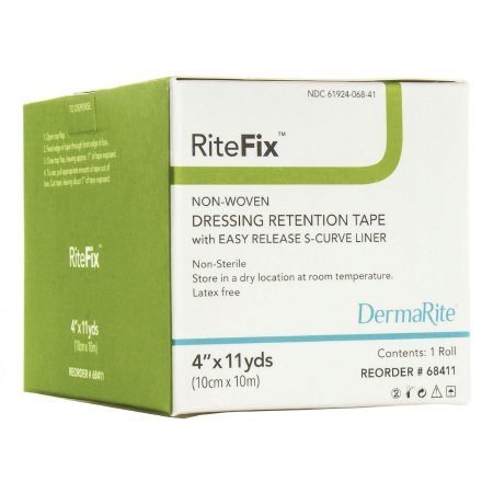 RiteFix - Dressing Retention Tape with Liner Water Resistant Nonwoven 4 Inch X 11 Yard White NonSterile - 68411