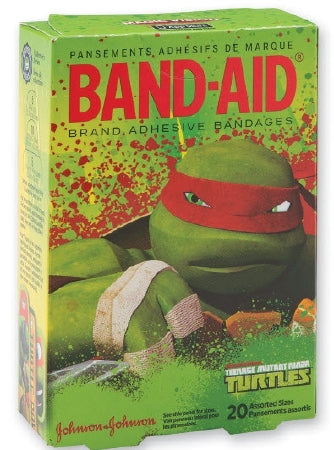 SmileMakers Band-Aid Adhesive Strip 5/8 X 2-1/4 Inch / 3/4 X 3 Inch Plastic Rectangle Kid Design (Teenage Mutant Ninja Turtles) Sterile - BAN200