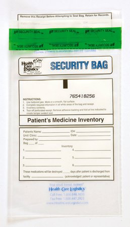 Health Care Logistics - Patient Medicine Inventory Bag 6 X 9 Inch Polyethylene Tamper Evident Tape Closure Clear - 10456