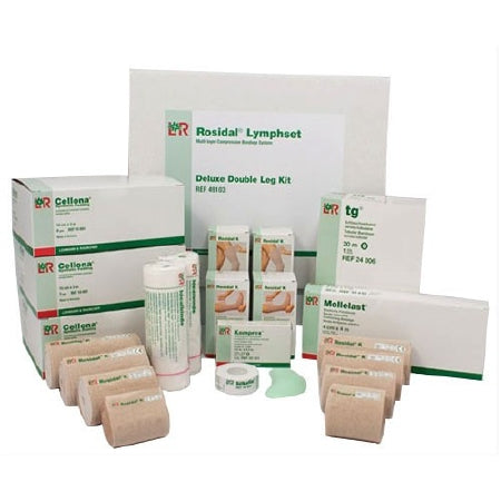Lohmann & Rauscher Rosidal Lymphset Multilayer Compression Bandage System Standard Compression Self-adherent / Tape Closure Tan / White Double Leg NonSterile - 49103
