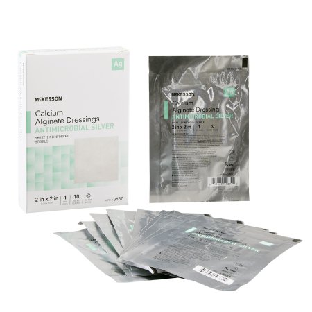 McKesson - Silver Alginate Dressing 2 X 2 Inch Square Sterile - 3557