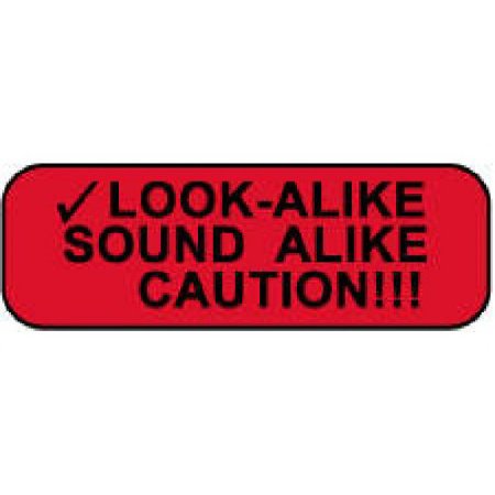 Precision Dynamics - Pre-Printed Label Warning Label Red Paper Look Alike/Sound Alike Black Caution 1/2 X 1-1/2 Inch - 59708068