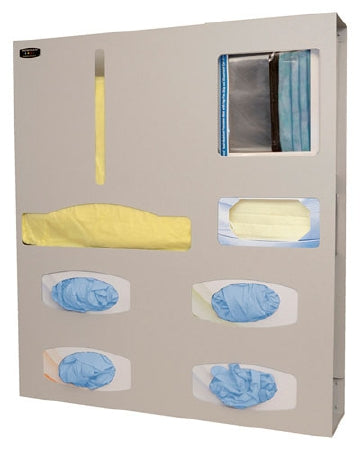 Bowman Manufacturing Quad Glove Protective Apparel Dispenser Wall or Door Mount 7-Compartment Quartz 4-9/16 X 22-3/4 X 25-5/8 Inch Aluminum - PS012-0512-DISP