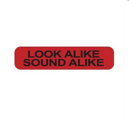 Market Lab - Pre-Printed Label Advisory Label Red Paper LOOK ALIKE SOUND ALIKE Black Caution 37-100 X 11-31/50 Inch - 4651