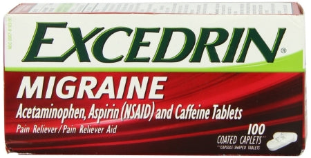 Novartis Excedrin Migraine Pain Relief 250 mg - 250 mg - 65 mg Strength Acetaminophen / Aspirin / Caffeine Caplet 100 per Bottle - 67203991