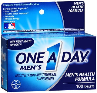 Bayer One-A-Day Mens Multivitamin Supplement Vitamin A / Ascorbic Acid / Vitamin E / Vitamin K / Vitamin B3 3500 IU - 60 mg Strength Tablet 100 per Bottle - 16500008012