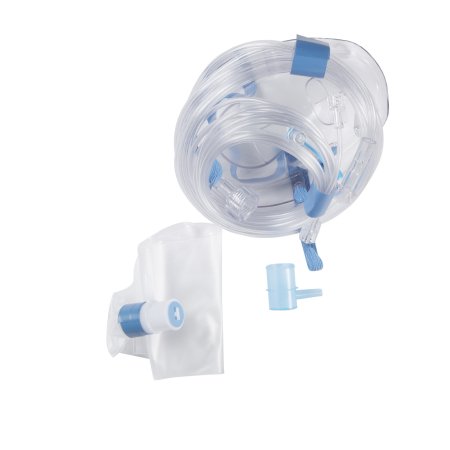 Curaplex POM - Oxygen Mask with ETCO2 Monitoring Full Face Style Adult One Size Fits Most Adjustable Head Strap - 301-0318LT