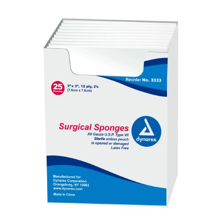 Dynarex - Gauze Sponge Gauze 12-Ply 3 X 3 Inch Square Sterile - 3333