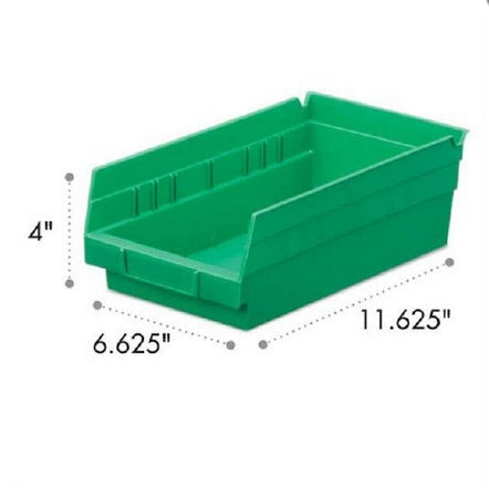 Market Lab Inc MarketLab Shelf Bin Green Polypropylene 4 X 6-5/8 X 11-5/8 Inch - 2766-GN