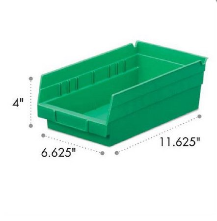 Market Lab - Shelf Bin Green Plastic 4 X 6-5/8 X 11-5/8 Inch - 2766-GN