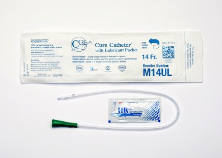 Cure Medical - Urethral Catheter Straight Tip Uncoated PVC 14 Fr. 16 Inch - M14UL