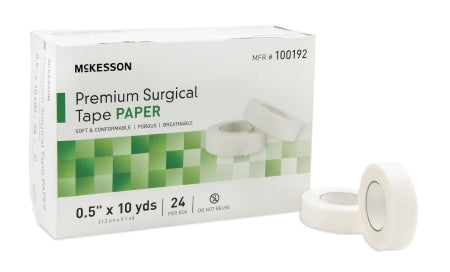 McKesson McKesson Medical Tape Water Resistant Paper 1/2 Inch X 10 Yard White NonSterile - 100192