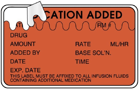 UAL - Pre-Printed Label Anesthesia Label Red Paper IV Medication Added Black Medication Name 1-1/2 X 2-1/2 Inch - ULHH507