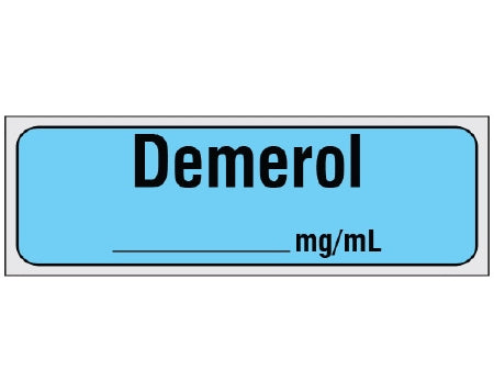 Shamrock Scientific Shamrock Pre-Printed Label Anesthesia Label DEMEROL / _____ mg / mL Blue 1/2 X 500 Inch - SA-248-PRE