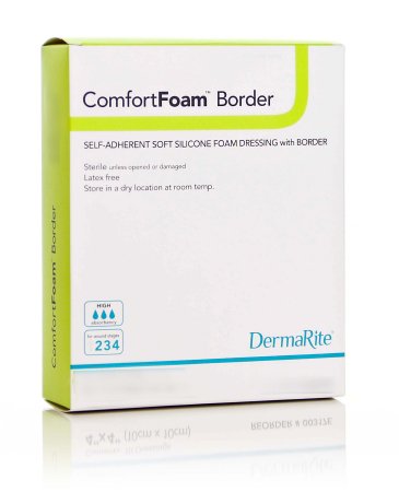 DermaRite Industries ComfortFoam Border Silicone Foam Dressing 7 X 7 Inch Sacral Adhesive with Border Sterile - 43880