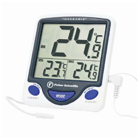 PANTek Technologies LLC Fisherbrand Traceable Digital Refrigerator / Freezer Thermometer Fahrenheit / Celsius -58° to 158°F (-50° to 70°C) External Sensor / Bottle Probe Flip-out Stand, Wall Mount Battery Operated - 14648232