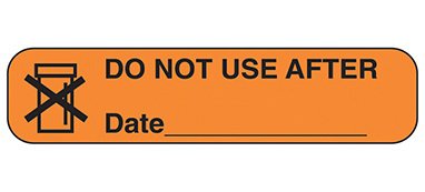 Indeed - Pre-Printed Label Auxiliary Label Orange Paper Do Not Use After Date ______ Black Safety and Instructional 3/8 X 1-5/8 Inch - 2032