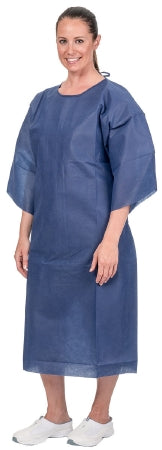 Aspen Surgical Products - Patient Exam Gown One Size Fits Most Blue Disposable - 0456P
