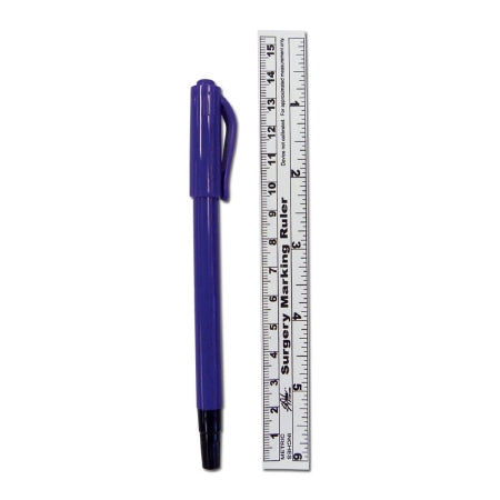 Precision Dynamics - Skin Marker Gentian Violet / Black Dual Tip Flexible Ruler Sterile - STER-DPR