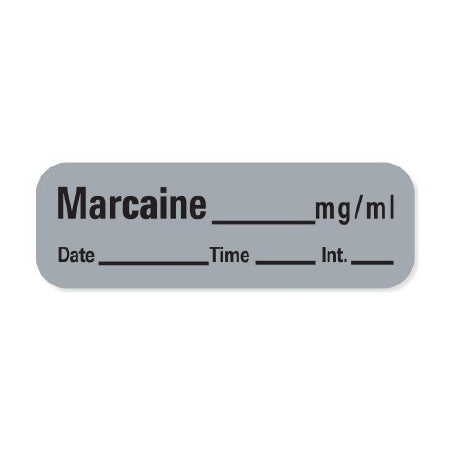Precision Dynamics Pre-Printed Label Anesthesia Label Marcaine mg/mL Gray 1/2 X 1-1/2 Inch - LAN64
