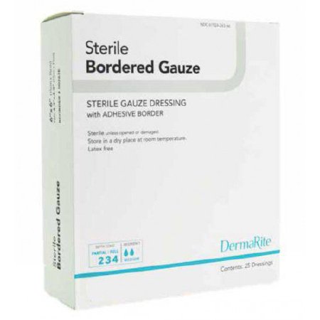 DermaRite Industries DermaRite Adhesive Dressing 4 X 5 Inch Gauze Rectangle White Sterile - 11450