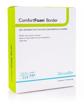 ComfortFoam Border - Silicone Foam Dressing 2 X 5 Inch Rectangle Silicone Adhesive with Border Sterile - 43250