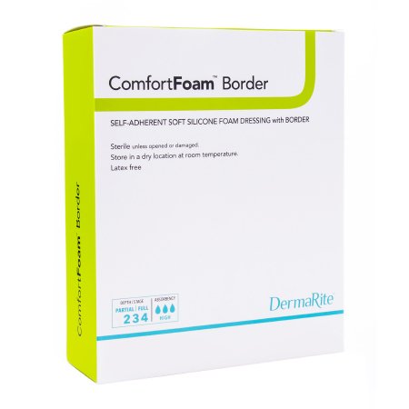 ComfortFoam Border - Silicone Foam Dressing 4 X 8 Inch Rectangle Silicone Adhesive with Border Sterile - 43480