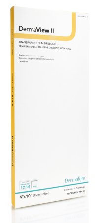 DermaView II - Transparent Film Dressing Rectangle 4 X 10 Inch Frame Style Delivery With Label Sterile - 16410