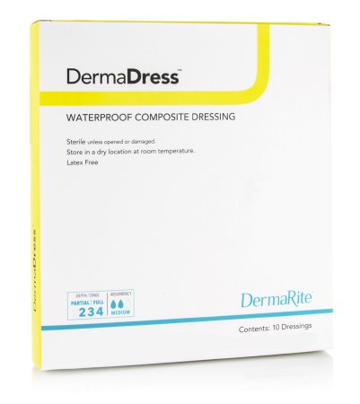 DermaRite Industries DermaDress Composite Dressing Waterproof 4 X 10 Inch Sterile - 12410