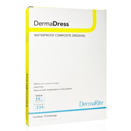 DermaDress - Composite Dressing Waterproof 4 X 10 Inch Polyester / Rayon / Nonwoven Sterile - 12410