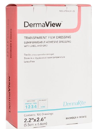 DermaRite Industries DermaView Transparent Film Dressing Roll 4 Inch X 11 Yard 2 Tab Delivery With Label Sterile - 15411