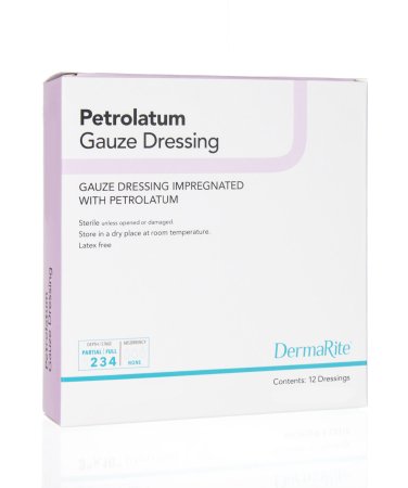 DermaRite Industries DermaLite Impregnated Dressing 3 X 9 Inch Gauze Petrolatum Sterile - 23390