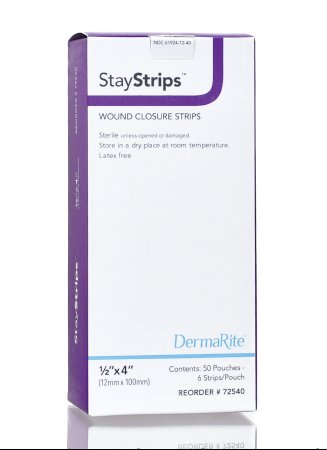 StayStrips - Skin Closure Strip 1/2 X 4 Inch Nonwoven Material Flexible Strip White - 72540