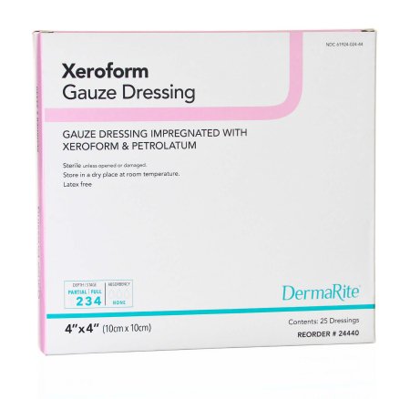 DermaRite Industries DermaRite Impregnated Dressing 4 X 4 Inch Gauze Xeroform / Petrolatum Sterile - 24440