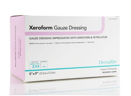 DermaRite Industries DermaRite Impregnated Dressing 5 X 9 Inch Gauze Xeroform / Petrolatum Sterile - 24590