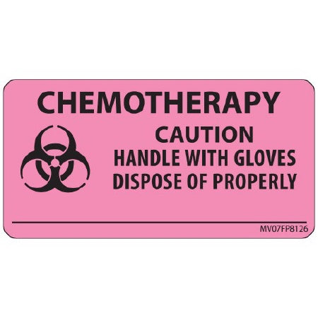 Precision Dynamics MedVision Pre-Printed Label Warning Label Chemotherapy Caution Handle With Gloves Dispose Of Properly Fluorescent Pink 1-1/2 X 2-15/16 Inch - V07FP8126