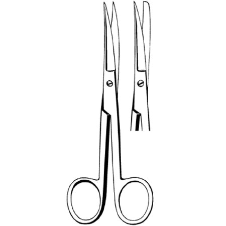 Sklar Merit Operating Scissors 4-1/2 Inch Length Office Grade Stainless Steel NonSterile Finger Ring Handle Curved Blunt/Blunt - 97-270