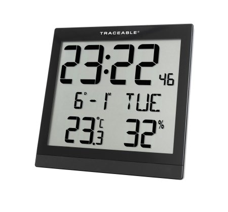 Control 3 Holdings LLC Traceable Radio Atomic Clock 3/4 X 7-1/4 X 11 Inch 12/24 hours / 0 to 45°C (32 to 113°F) Digital Display Battery Powered - 1076