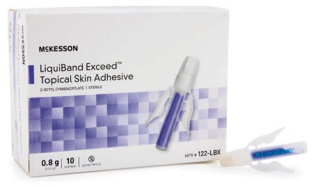 McKesson McKesson LiquiBand Exceed Skin Adhesive 0.8 mL Liquid Dome Applicator Tip 2-Octyl Cyanoacrylate - 122-LBX