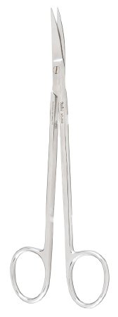 Miltex - Dental Scissors Kelly 6-1/4 Inch Length Surgical Grade Stainless Steel NonSterile Finger Ring Handle Curved Blade Sharp Tip / Sharp Tip - 5D-253