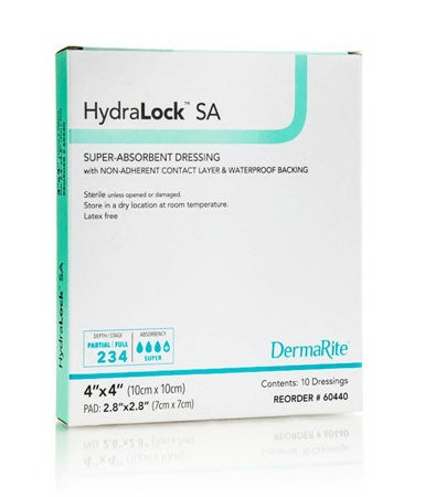 DermaRite Industries HydraLock SA Absorbent Dressing 3 X 3 Inch - 60330