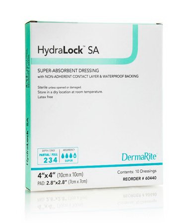 DermaRite Industries HydraLock SA Absorbent Dressing 4 X 4 Inch - 60440