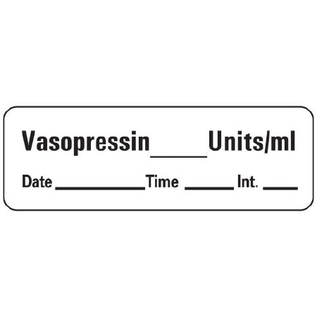 Precision Dynamics Pre-Printed Label Anesthesia Label Vasopressin___Units/ml/Date___Time___Int.___ White 1/2 X 1-1/2 Inch - AN-216