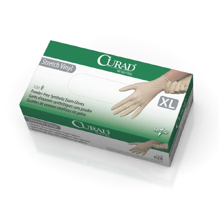 Curad Stretch Vinyl - California Only - Exam Glove X-Large NonSterile Stretch Vinyl Standard Cuff Length Smooth Cream Not Chemo Approved - 6CUR9227